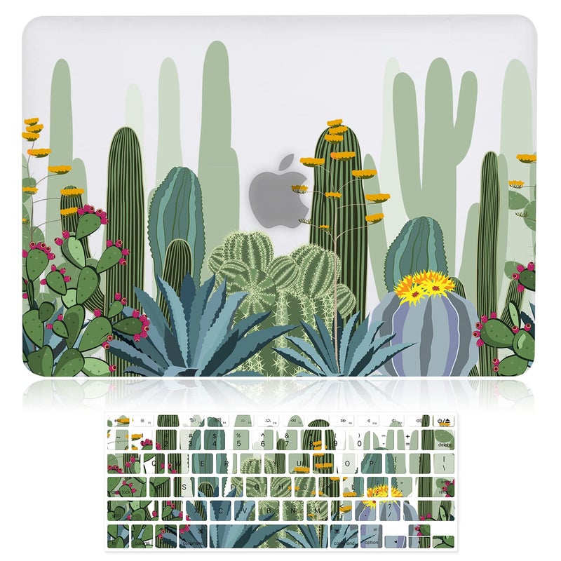 iDonzon Case for MacBook Air 13 inch (Model: A1466/A1369, 2010-2017 Release), 3D Effect Matte Clear See Through Hard Cover & Keyboard Cover Compatible Older Version Mac Air 13.3 inch - Cactus Pattern - Image 1